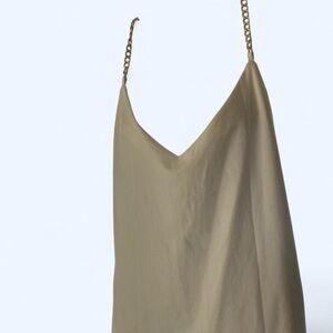 White Camisole gold chain top XL NWT